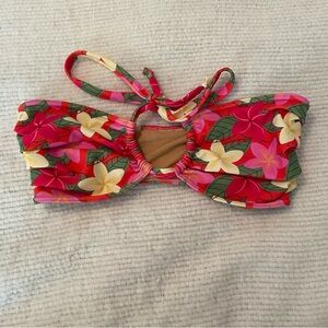 Floral Bandeau Bikini Top - Plumeria Orange